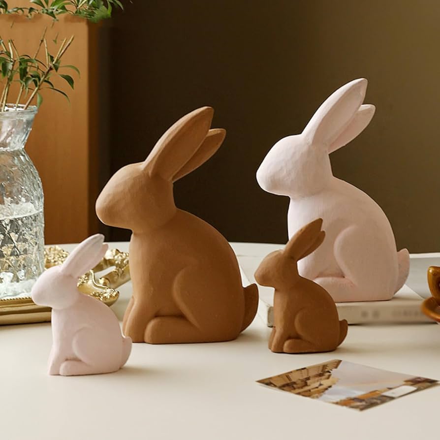 Amazon.co.jp: JAnjiaLxY うさぎ 木製 置物 オブジェ 北欧 動物